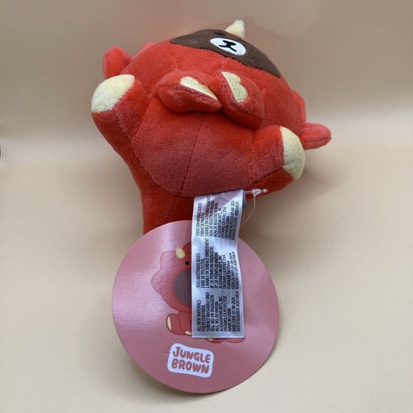 LINE FRIENDS Jungle Brown Teddy Bear in Red Dinosaur Costume 14" Plush NWT - Picture 6 of 7